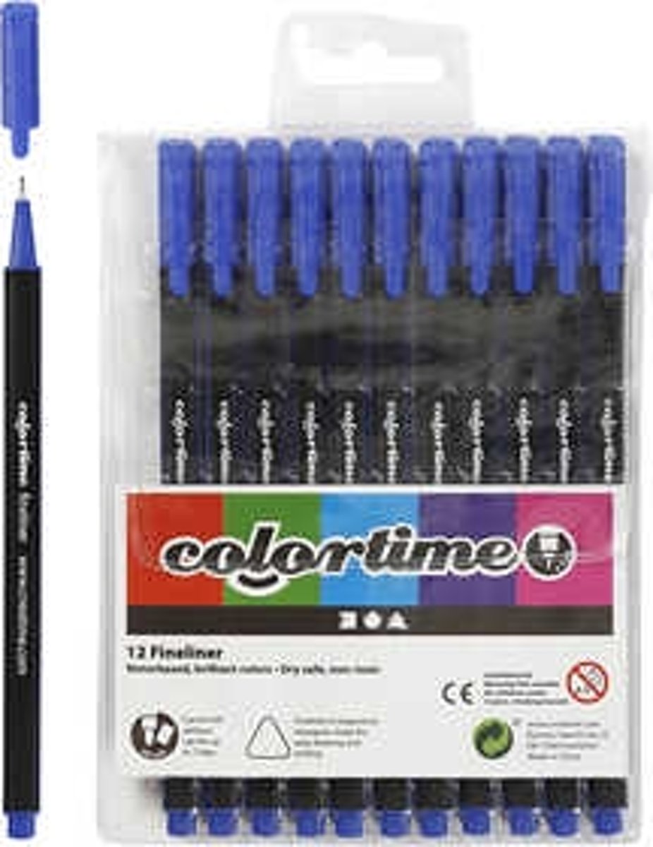 Colortime Fineliner, lijndikte: 0,6-0,7 mm, donkerblauw, 12stuks [HOB-373634]